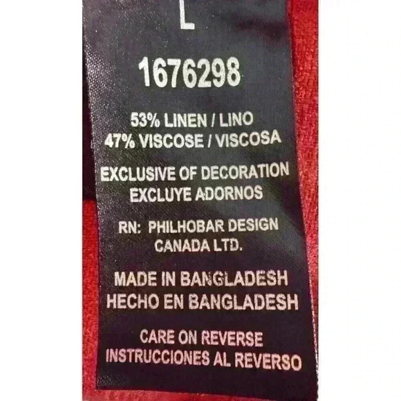 Nicole Miller Original V-Neck Linen Blend Shift Dress Palm Tree Classic Size L - Picture 6 of 7